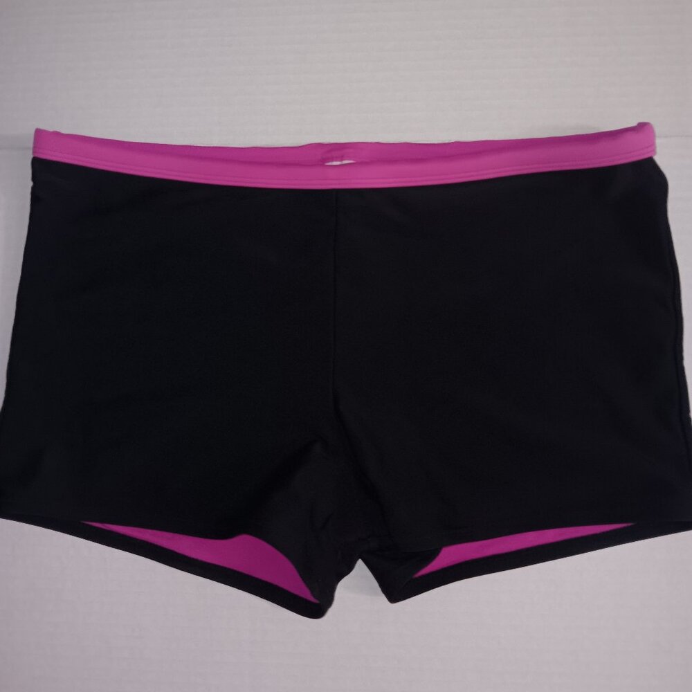 SPEEDO WOMEN'S BOY SHORTS SWIM BOTTOMS BLACK PINK SIZE 16